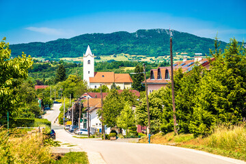 Kalnik, Croatia. Sveti Petar Orehovec village and Kalnik mountain scenic view