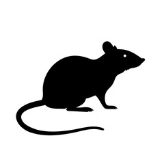 Black Silhouette of a Mouse or Rat Animal Vector Icon