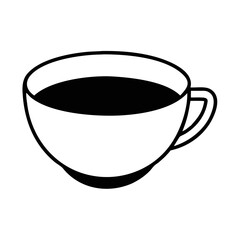 Outline Icon of Coffee or Tea Cup Isolated on White Background