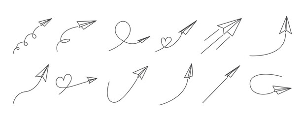 paper airplane doodle line