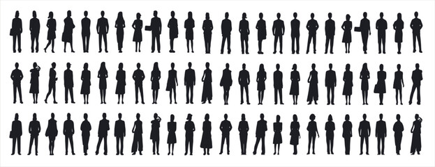 people have different pose silhouette vector with white background