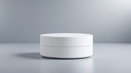 Minimalist White Circular Product Display on Soft Gray Background