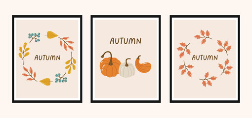 Autumn collection, autumn cozy set, design for posters, banner, greeting cards, stickers, sale