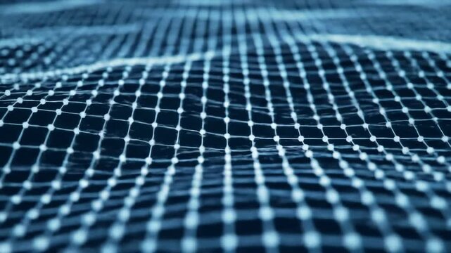 Abstract grid formation background with white dots and dark plane