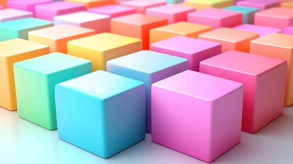 Obraz premium Colorful cubes arranged in a vibrant playful pattern on a smooth surface