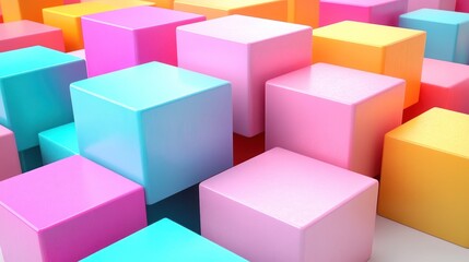 Obraz premium Colorful cubes create a vibrant and playful abstract arrangement in a bright setting