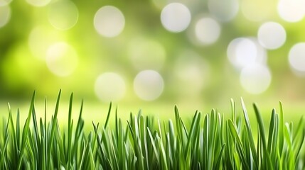 Fototapeta premium Vibrant Green Grass Blades Closeup Spring Nature Background