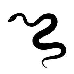 simple black and white illustration of a snake, sleek and sinuous, minimalist design