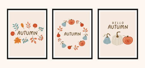 Autumn collection, autumn cozy set, design for posters, banner, greeting cards, stickers, sale