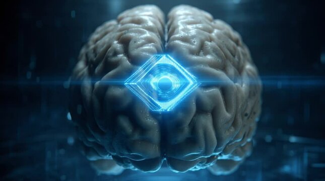 Rotating Human Brain with Futuristic Glowing Interface in 4K