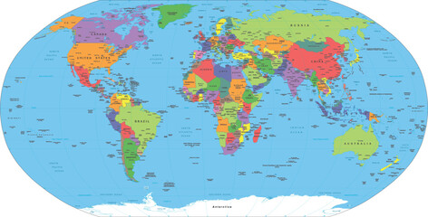 Colorful Political World Map Vector