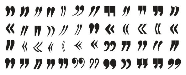 quotation marks text block quote opinion idea citation vector icons collection.