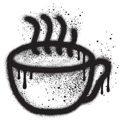 coffee cup graffiti with black spray paint. vector illustration.