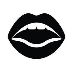 Black Lips Open Mouth Icon Vector Illustration