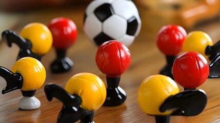 Miniature Soccer Ball Game Tabletop Decor Red Yellow