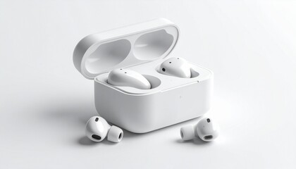 close up of a earbuds with white background