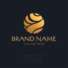 Abstract circle emblem, luxury golden brand, vector illustration