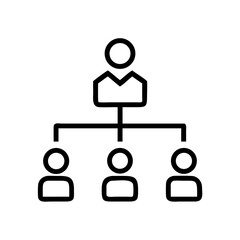 Simple organizational chart showing hierarchy with manager and three subordinates. This organizational structure chart is perfect for presentations and reports illustrating team structure.