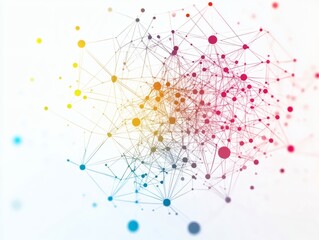 Abstract circle of interconnected dots and lines, representing the network concept in technology or science on a white background. 