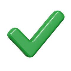 Green Check Mark 3D Symbol for Approval and Verification Transparent Background
