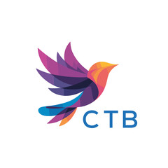 Obraz premium CTB “Colorful Abstract Bird Logo Design on White Background ” CTB Later Logo, “Modern Gradient Bird Icon with Typography” “Abstract Hummingbird Style Logo with Vibrant Colors” 