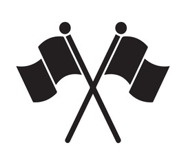 Set of Crossed Racing Flags, Checkered, solid, and patterned flag icons for car races, rallies, and creating sport emblems and logos