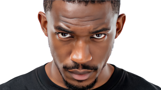 Focused gaze portrait: A striking close-up of a man's intense expression, with direct eye contact. The lighting captures the nuances of emotion, the details of the features.
