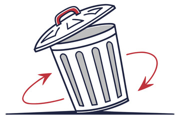 Modern vector graphic of a stylized trash bin icon with a clean design