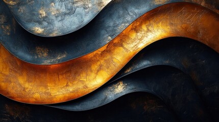 Elegant swirls of gold and deep blue creating a mesmerizing abstract art design