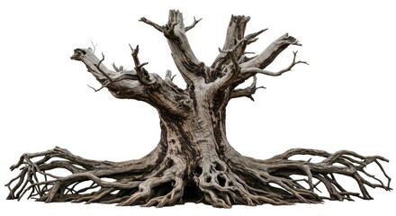 Ancient bare tree sprawls across the land