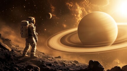 Astronaut on alien planet