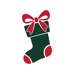 Festive Christmas Stocking in Green and Red with a Decorative Bow