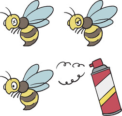 ハチの手描きイラストセット
