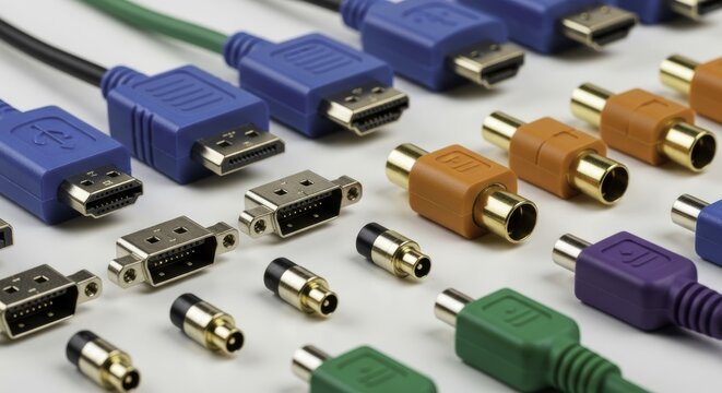 Diverse electronic connectors and cables for modern multimedia devices