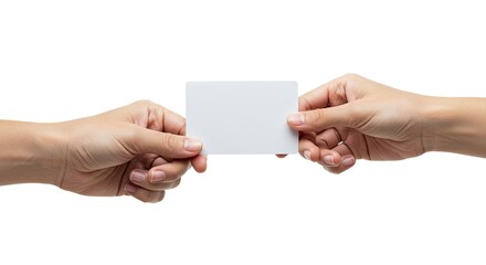 Obraz premium Hands exchanging a blank card