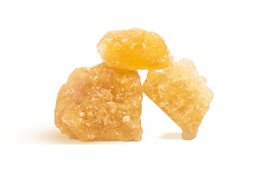  Brown sugar, natural sweetener or crystalline sugar lumps isolated on transparent background