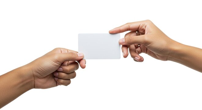 Hands Presenting a Blank Card
