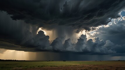 Light Rays Breaking Through Heavy Storm Clouds