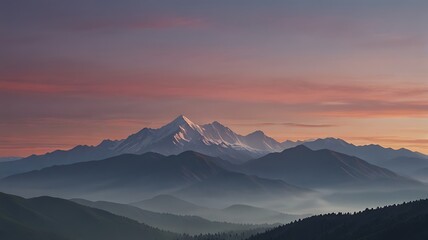 Warm Sunrise Light Shining on Layered Hills