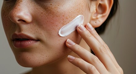 Freckled skin receiving moisturizing facial cream