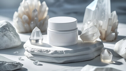 Elegant White Cosmetic Jar Mockup – Luxury Skincare Packaging Scene