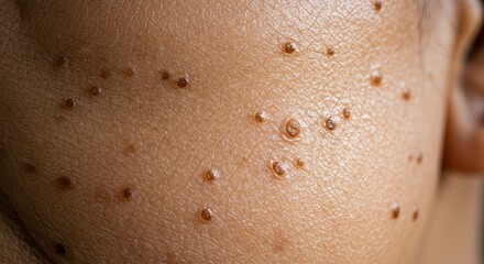 Closeup of skin with numerous small raised bumps