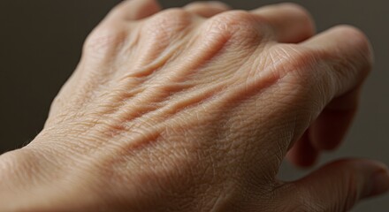 Aged hand reveals wrinkles skin and aging