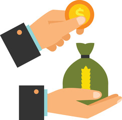 vector illustration of a hand holding money