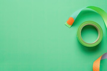 Pixel Perfect Image of Colorful Washi Tape on Green Background