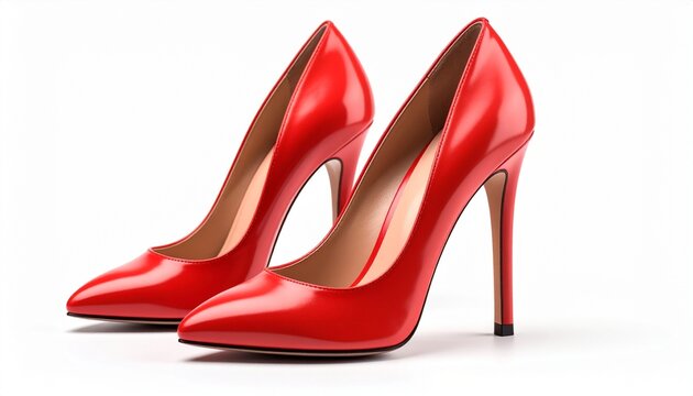 red high heels shoes with white background - Powered by Adobe