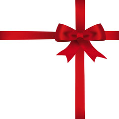 Realistic Red Ribbon Bow Knot with Satin Wrap for Gift Box Decoration, Valentine Day, Holiday Package Design, and Celebration Vector Illustration