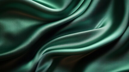 Fototapeta premium Silky emerald fabric draping gracefully under soft light enhances elegance and texture