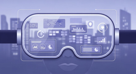 Obraz premium Flat 2D Close-Up of Augmented Reality Smart Glass Displaying Data Interface