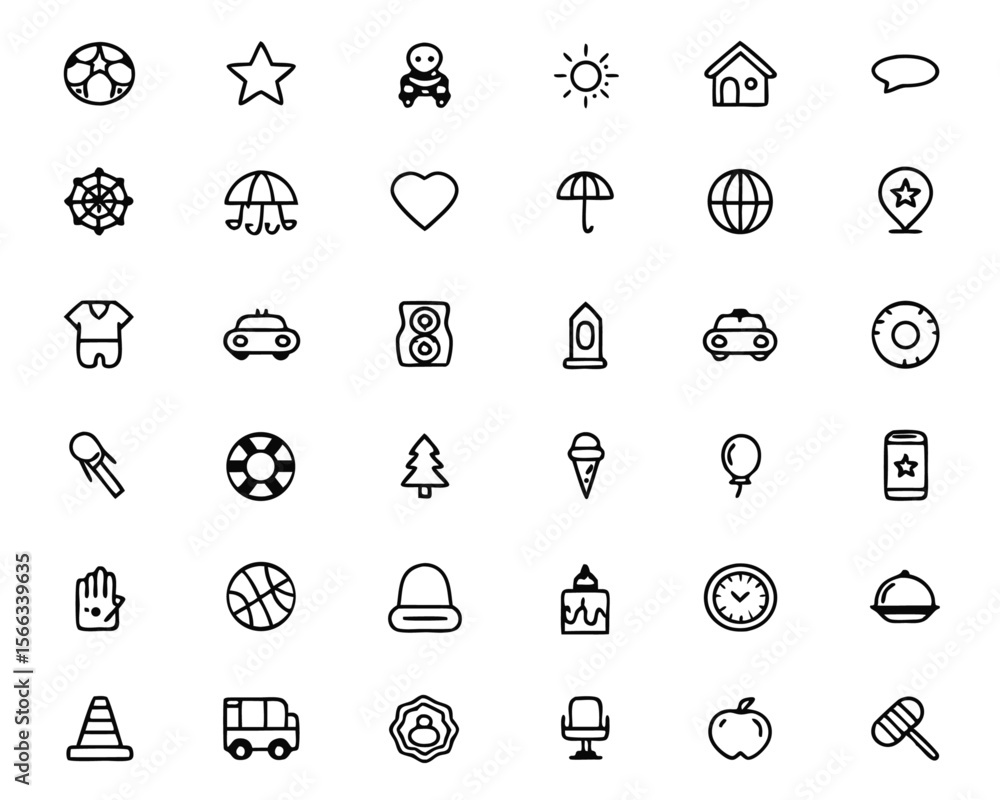 Poster comprehensive collection of forty distinct thin line and flat design graphical elements for diverse 